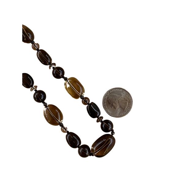 Vintage Smoky Quartz Beaded Necklace - Picture 3 of 4